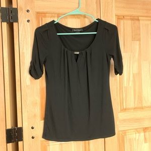 White House Black Market Black Blouse with Details